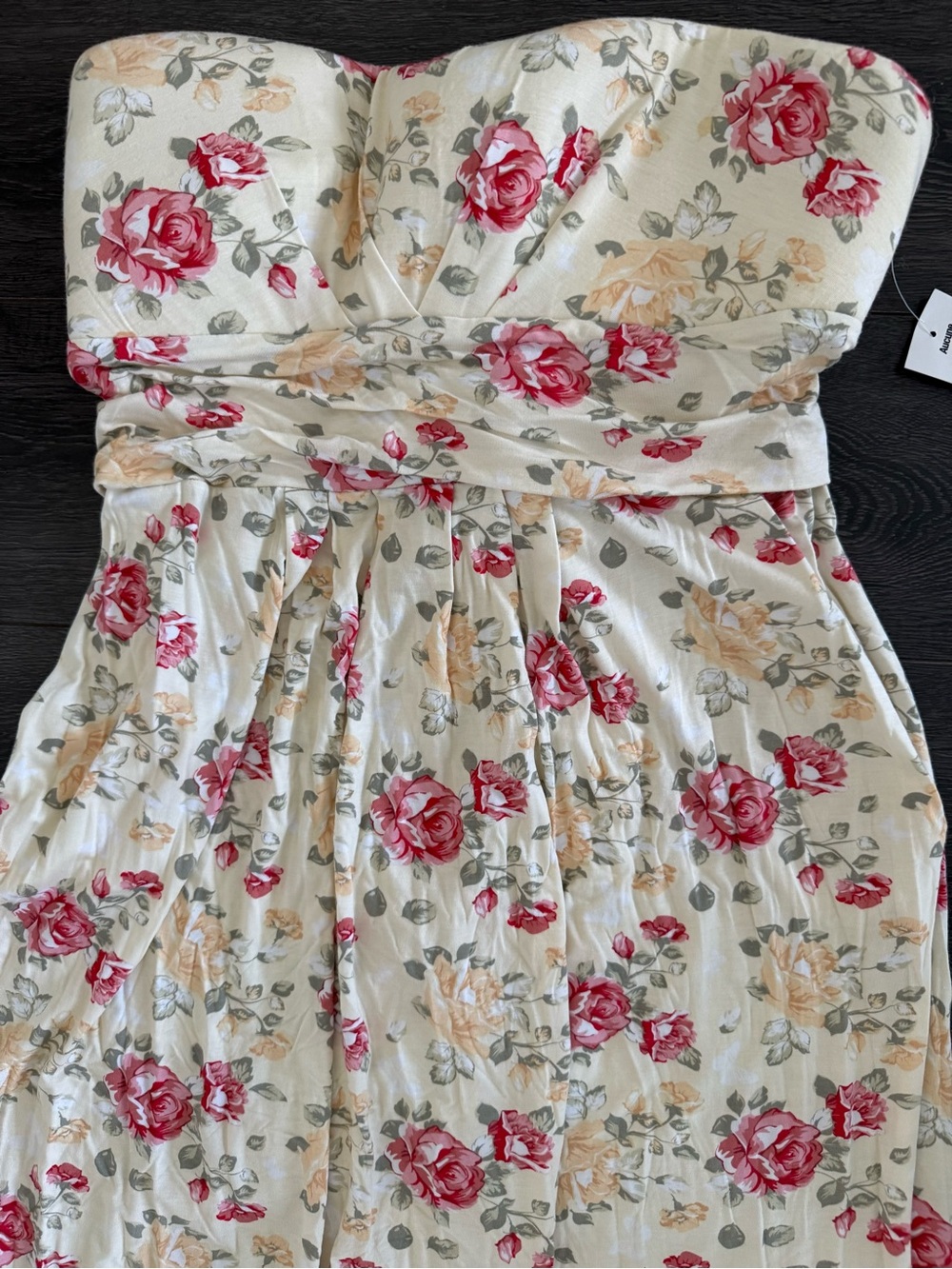 Kismet XL Strapless Floral Maxi Dress in Cream and Rose / Wedding Guest / - Picture 4 of 8